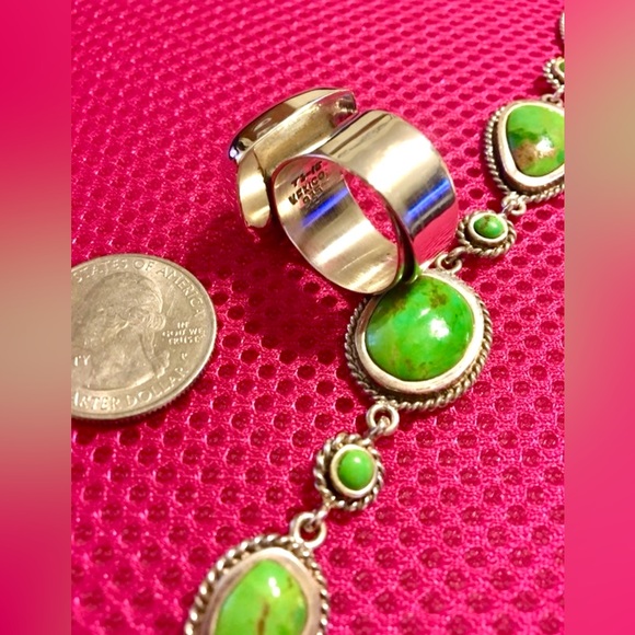 Lime Green Turquoise Stone Jewelry Set | Sterling Silver .925 | 3 pc. Set - Picture 3 of 5